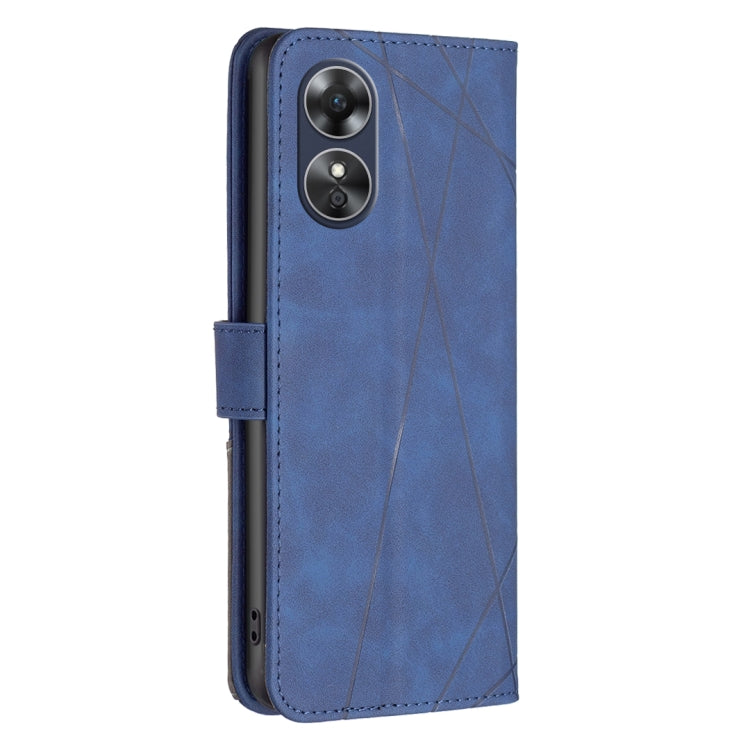 For OPPO A17 Magnetic Buckle Rhombus Texture Leather Phone Case