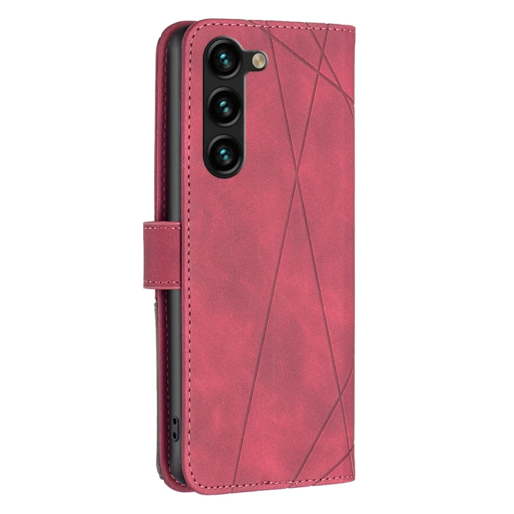 For Samsung Galaxy S23+ 5G Magnetic Buckle Rhombus Texture Leather Phone Case