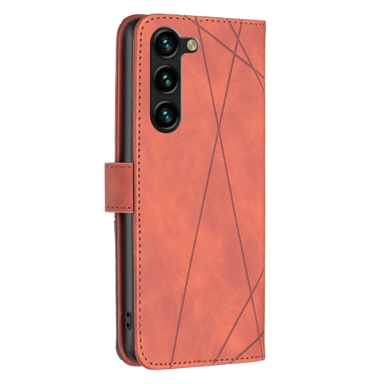 For Samsung Galaxy S23+ 5G Magnetic Buckle Rhombus Texture Leather Phone Case