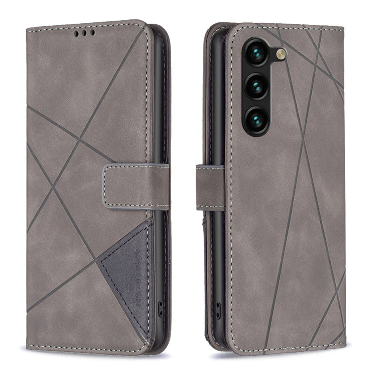 For Samsung Galaxy S23+ 5G Magnetic Buckle Rhombus Texture Leather Phone Case