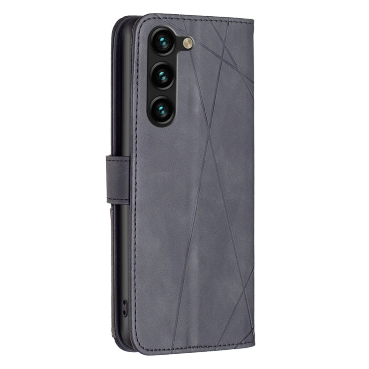 For Samsung Galaxy S23+ 5G Magnetic Buckle Rhombus Texture Leather Phone Case