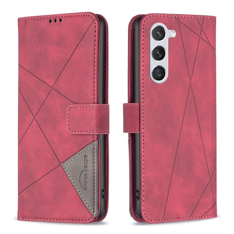 For Samsung Galaxy S23 5G Magnetic Buckle Rhombus Texture Leather Phone Case