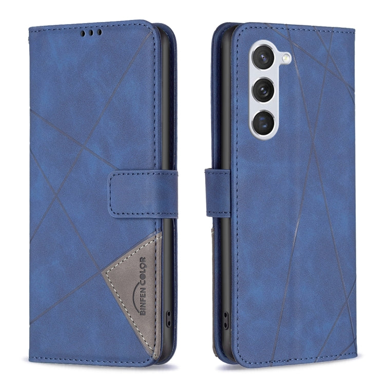 For Samsung Galaxy S23 5G Magnetic Buckle Rhombus Texture Leather Phone Case