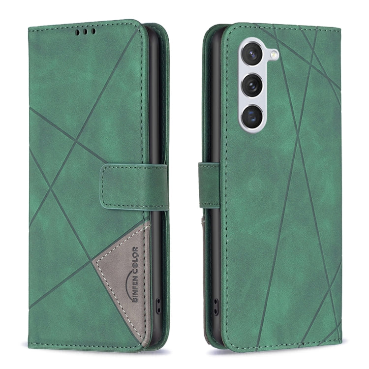 For Samsung Galaxy S23 5G Magnetic Buckle Rhombus Texture Leather Phone Case