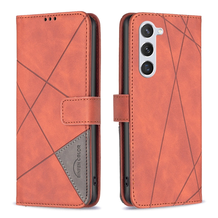 For Samsung Galaxy S23 5G Magnetic Buckle Rhombus Texture Leather Phone Case