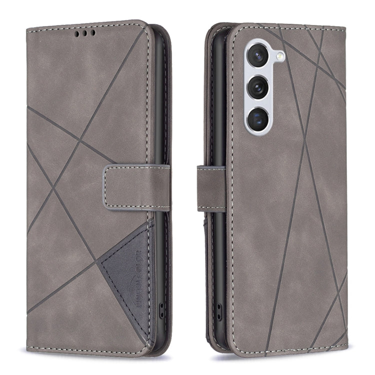 For Samsung Galaxy S23 5G Magnetic Buckle Rhombus Texture Leather Phone Case