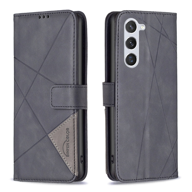 For Samsung Galaxy S23 5G Magnetic Buckle Rhombus Texture Leather Phone Case