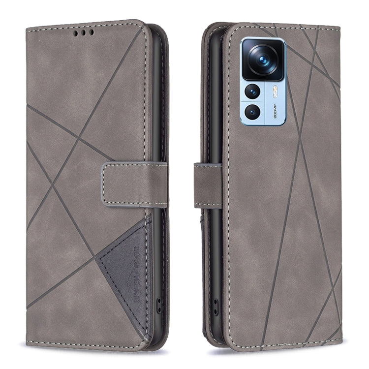 For Xiaomi 12T / 12T Pro / Redmi K50 Ultra Magnetic Buckle Rhombus Texture Leather Phone Case