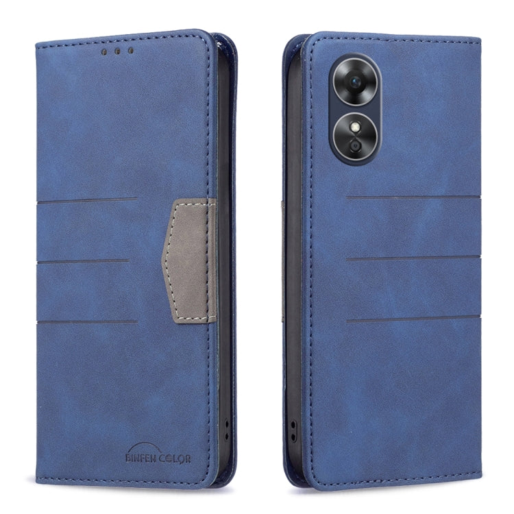 For OPPO A17 BF10 Color Block Magnetic Flip Leather Phone Case