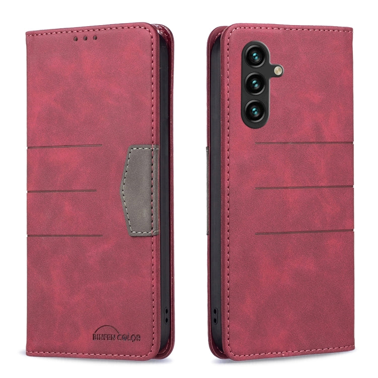 For Samsung Galaxy A14 5G BF10 Color Block Magnetic Flip Leather Phone Case