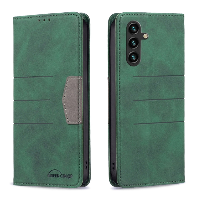 For Samsung Galaxy A14 5G BF10 Color Block Magnetic Flip Leather Phone Case
