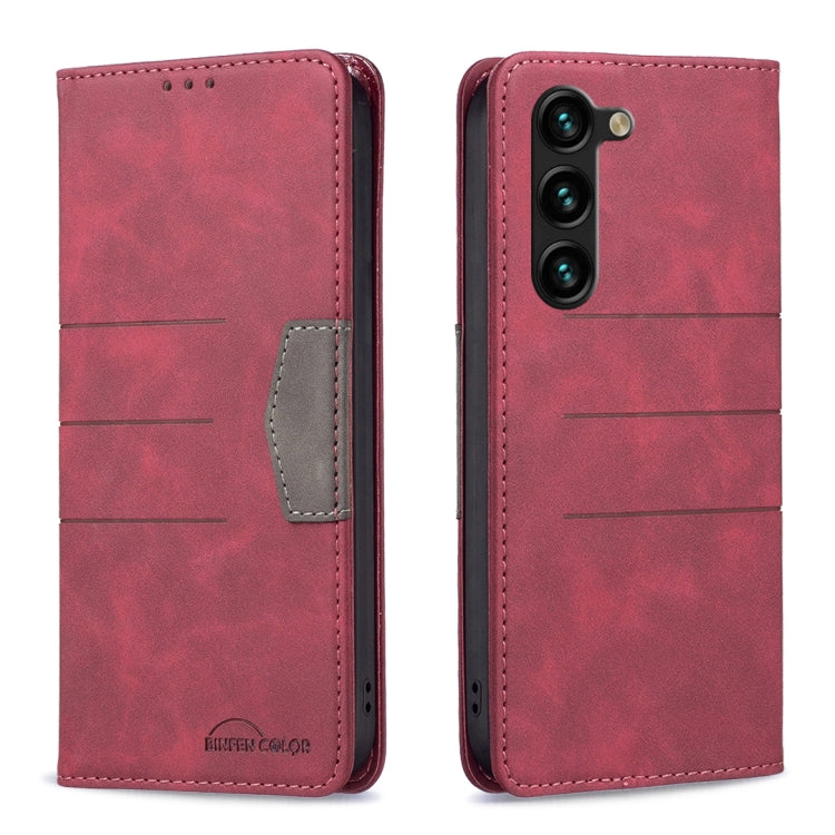 For Samsung Galaxy S23+ 5G BF10 Color Block Magnetic Flip Leather Phone Case