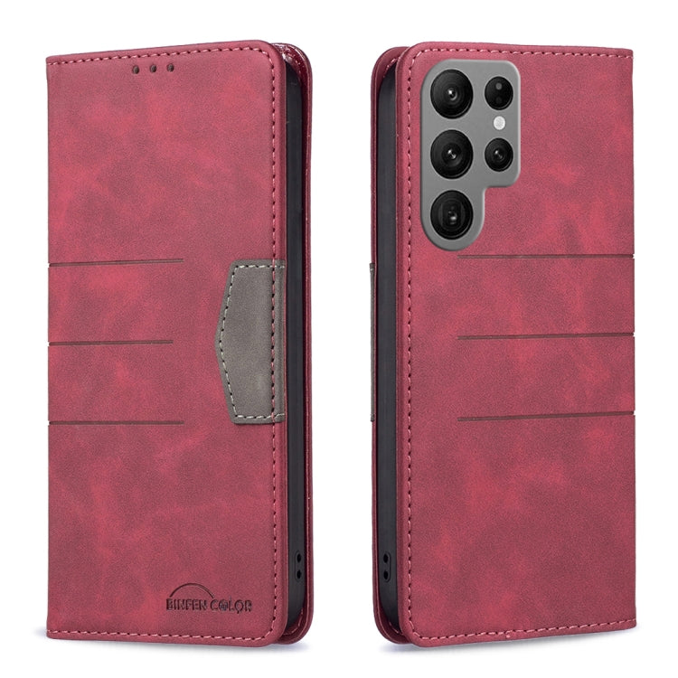 For Samsung Galaxy S23 Ultra 5G BF10 Color Block Magnetic Flip Leather Phone Case