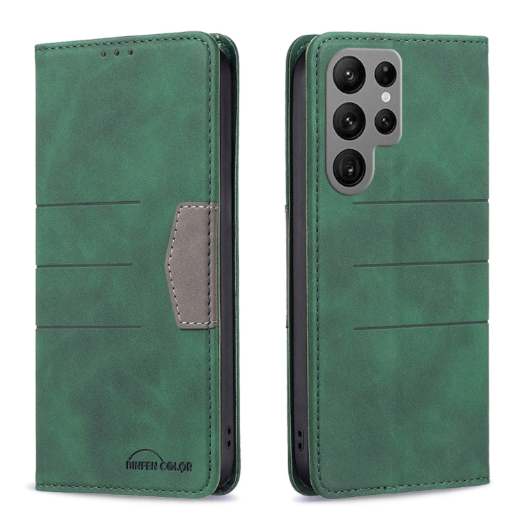 For Samsung Galaxy S23 Ultra 5G BF10 Color Block Magnetic Flip Leather Phone Case