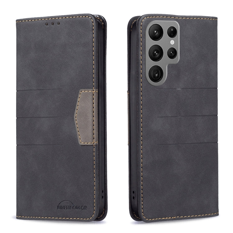 For Samsung Galaxy S23 Ultra 5G BF10 Color Block Magnetic Flip Leather Phone Case