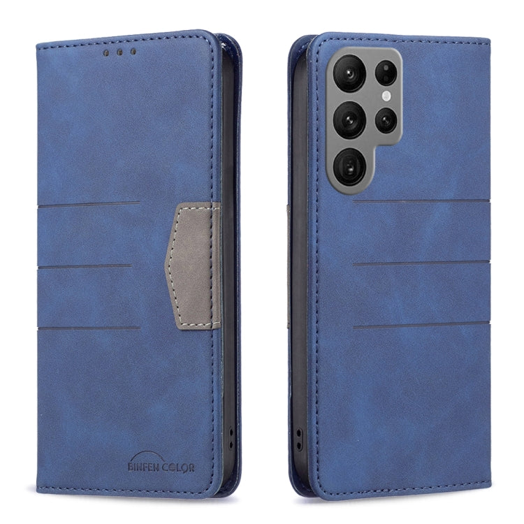For Samsung Galaxy S23 Ultra 5G BF10 Color Block Magnetic Flip Leather Phone Case