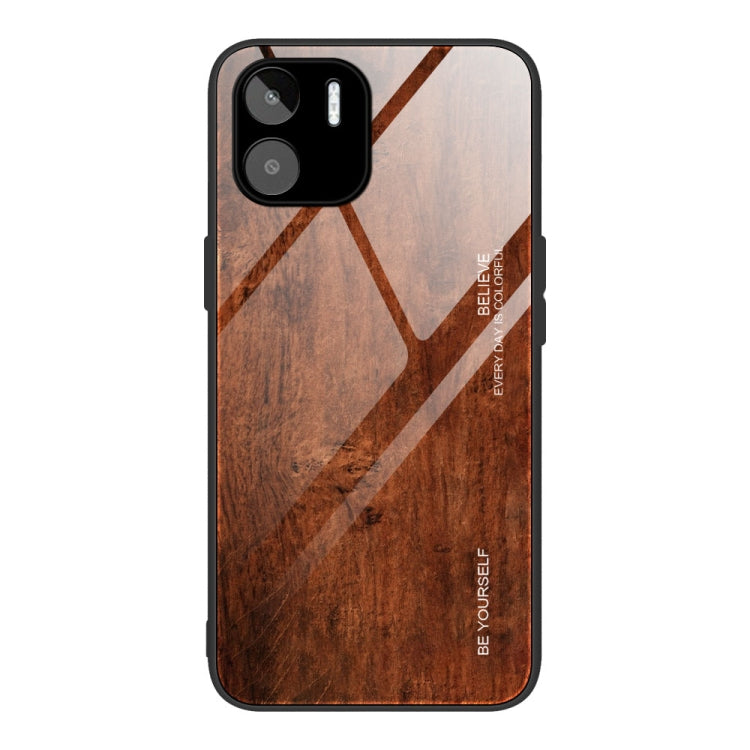 For Xiaomi Redmi A1 4G Wood Grain Glass Phone Case