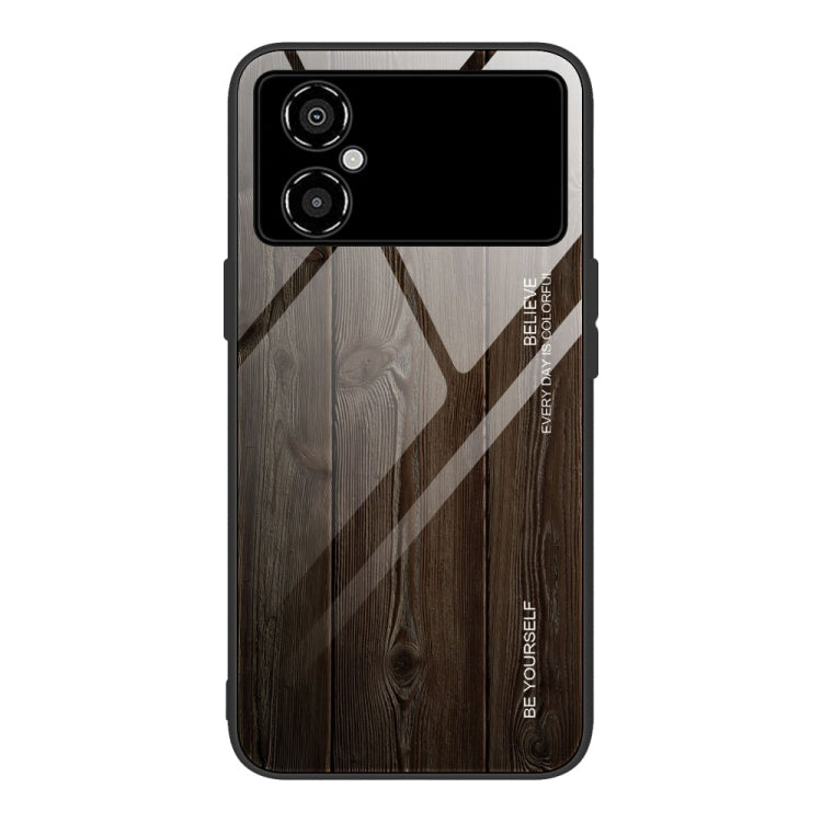 For Xiaomi Poco M4 Wood Grain Glass Phone Case