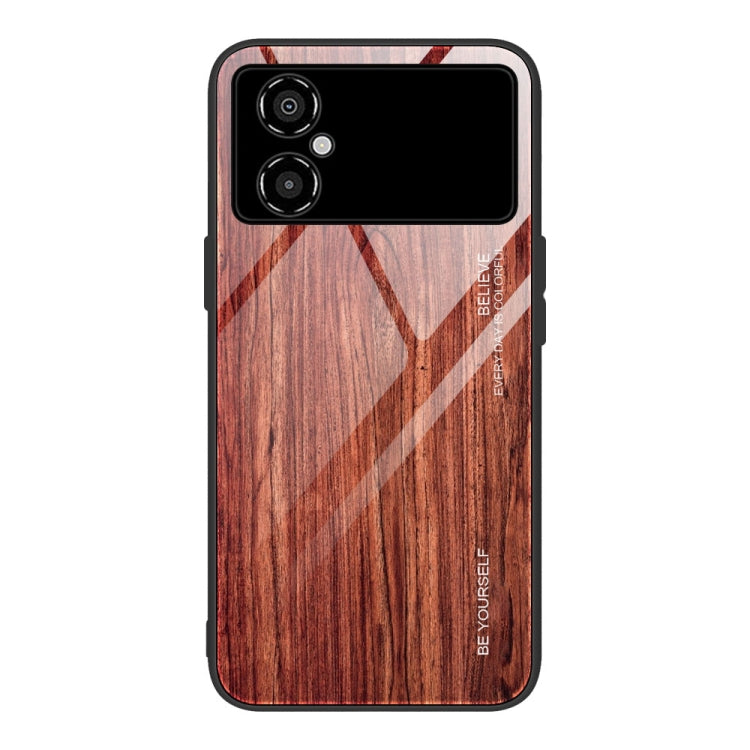 For Xiaomi Poco M4 Wood Grain Glass Phone Case