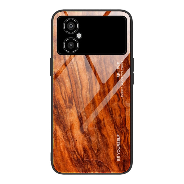 For Xiaomi Poco M4 Wood Grain Glass Phone Case