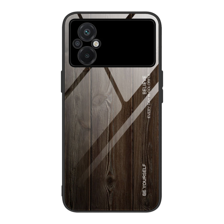 For Xiaomi Poco M5 Wood Grain Glass Phone Case