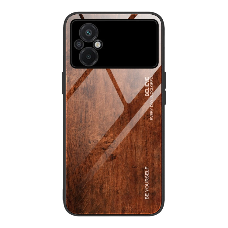 For Xiaomi Poco M5 Wood Grain Glass Phone Case