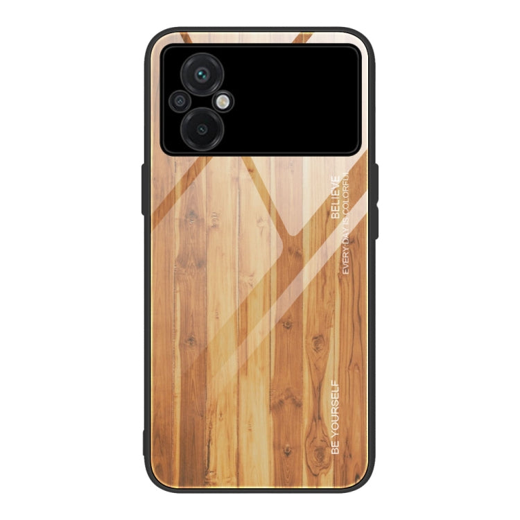 For Xiaomi Poco M5 Wood Grain Glass Phone Case