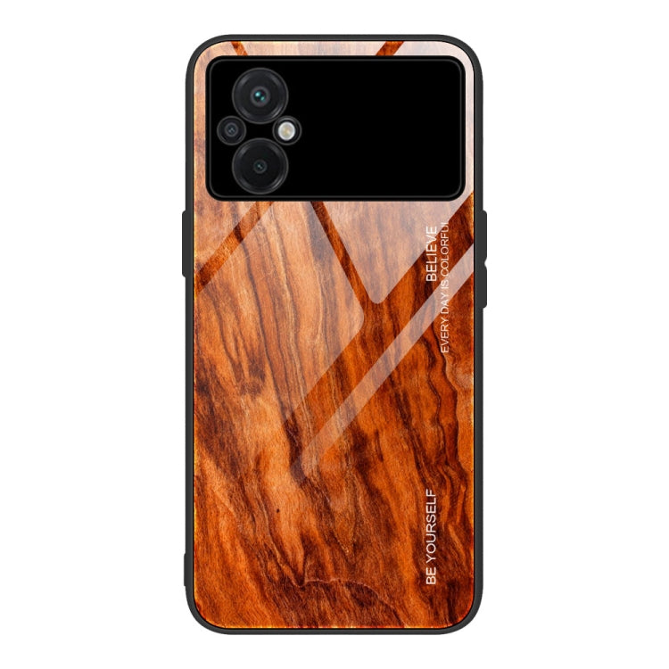 For Xiaomi Poco M5 Wood Grain Glass Phone Case