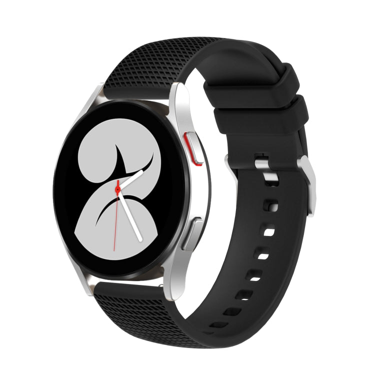 For Samsung Galaxy Watch5 40mm/44mm / Watch5 Pro 20mm Pockmarked Silver Buckle Silicone Watch Band