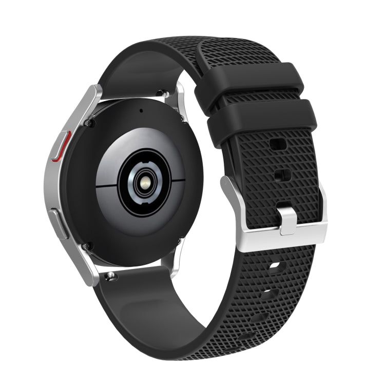 For Samsung Galaxy Watch5 40mm/44mm / Watch5 Pro 20mm Pockmarked Silver Buckle Silicone Watch Band