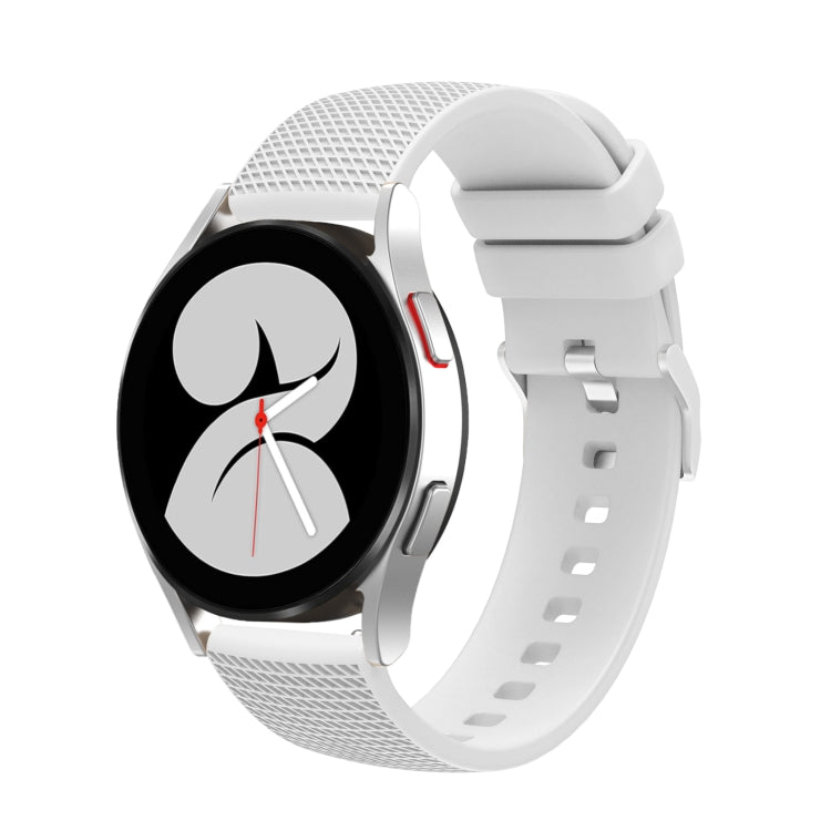 For Samsung Galaxy Watch5 40mm/44mm / Watch5 Pro 20mm Pockmarked Silver Buckle Silicone Watch Band