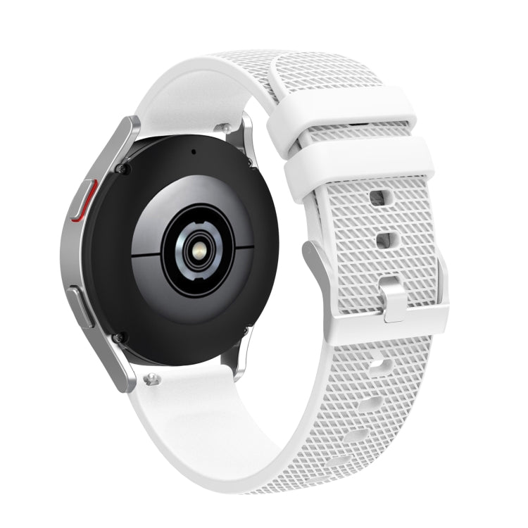 For Samsung Galaxy Watch5 40mm/44mm / Watch5 Pro 20mm Pockmarked Silver Buckle Silicone Watch Band