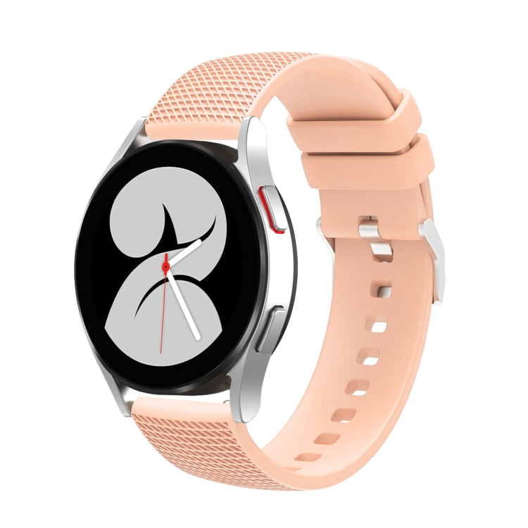 For Samsung Galaxy Watch5 40mm/44mm / Watch5 Pro 20mm Pockmarked Silver Buckle Silicone Watch Band
