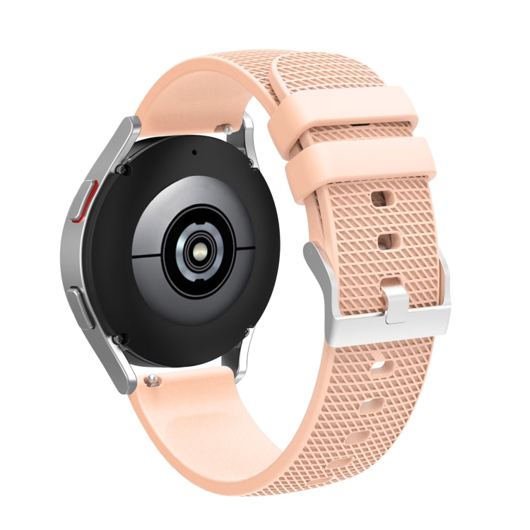 For Samsung Galaxy Watch5 40mm/44mm / Watch5 Pro 20mm Pockmarked Silver Buckle Silicone Watch Band