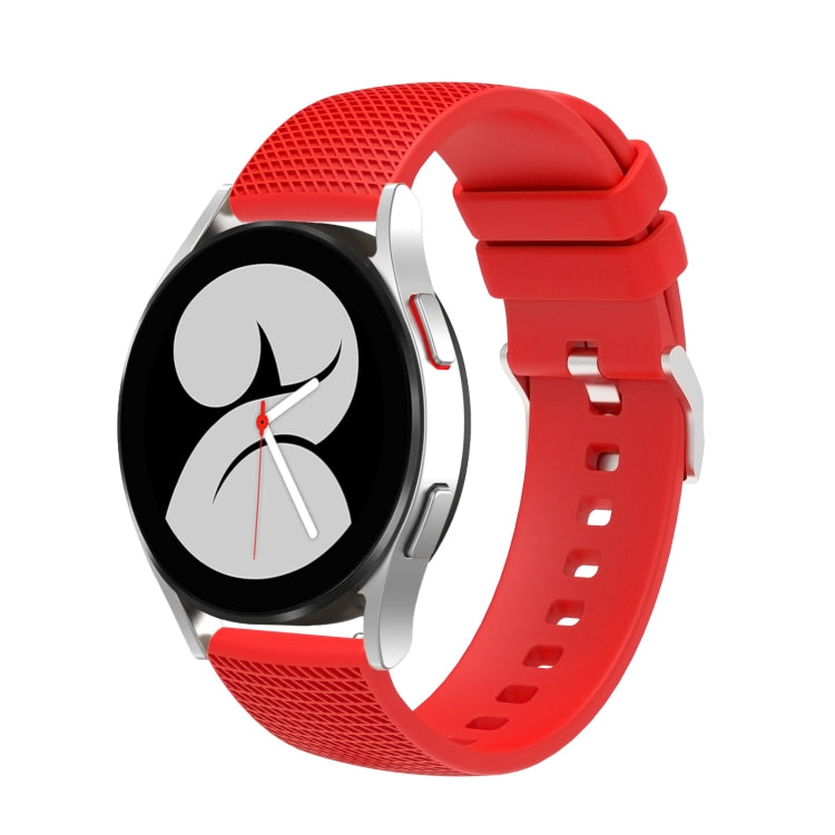 For Samsung Galaxy Watch5 40mm/44mm / Watch5 Pro 20mm Pockmarked Silver Buckle Silicone Watch Band