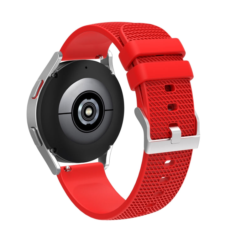 For Samsung Galaxy Watch5 40mm/44mm / Watch5 Pro 20mm Pockmarked Silver Buckle Silicone Watch Band