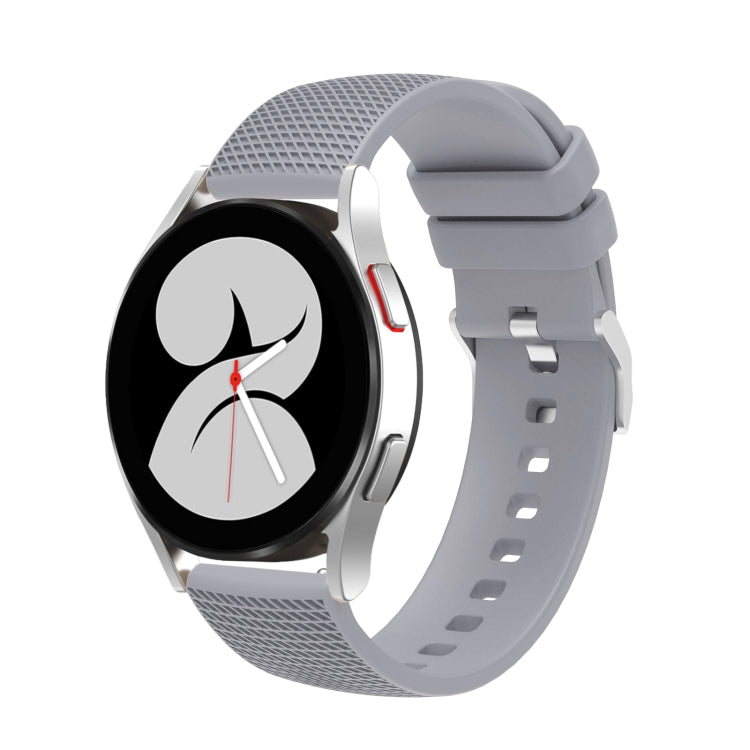 For Samsung Galaxy Watch5 40mm/44mm / Watch5 Pro 20mm Pockmarked Silver Buckle Silicone Watch Band