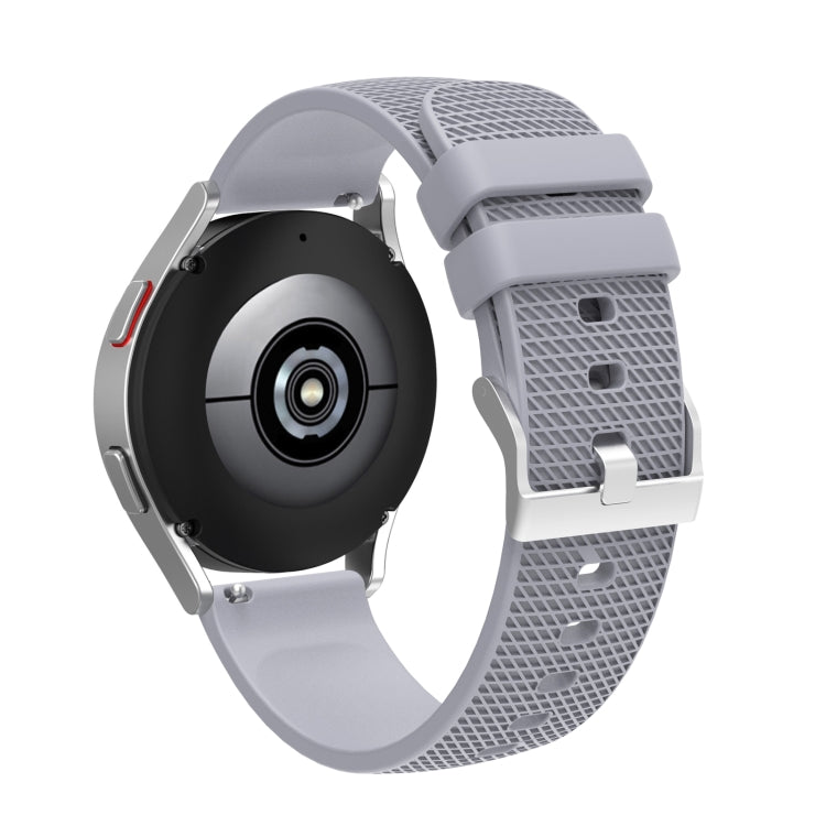 For Samsung Galaxy Watch5 40mm/44mm / Watch5 Pro 20mm Pockmarked Silver Buckle Silicone Watch Band