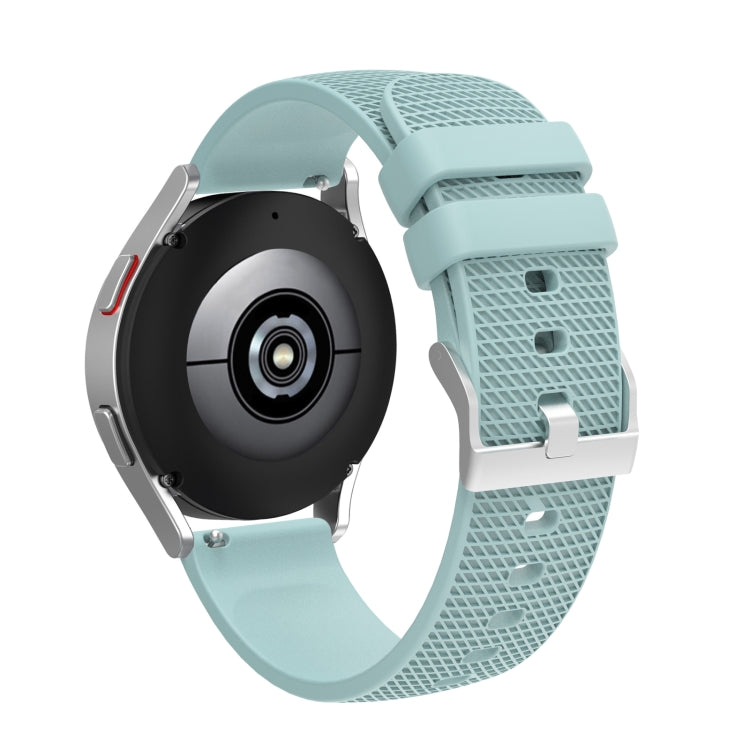 For Samsung Galaxy Watch5 40mm/44mm / Watch5 Pro 20mm Pockmarked Silver Buckle Silicone Watch Band