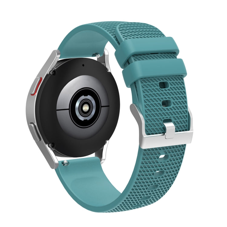 For Samsung Galaxy Watch5 40mm/44mm / Watch5 Pro 20mm Pockmarked Silver Buckle Silicone Watch Band