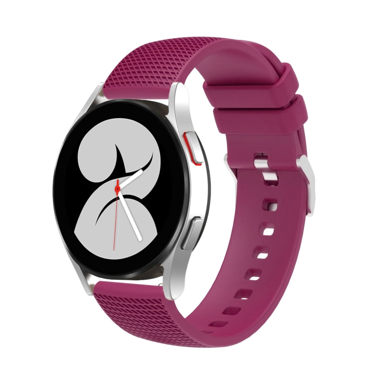 For Samsung Galaxy Watch5 40mm/44mm / Watch5 Pro 20mm Pockmarked Silver Buckle Silicone Watch Band