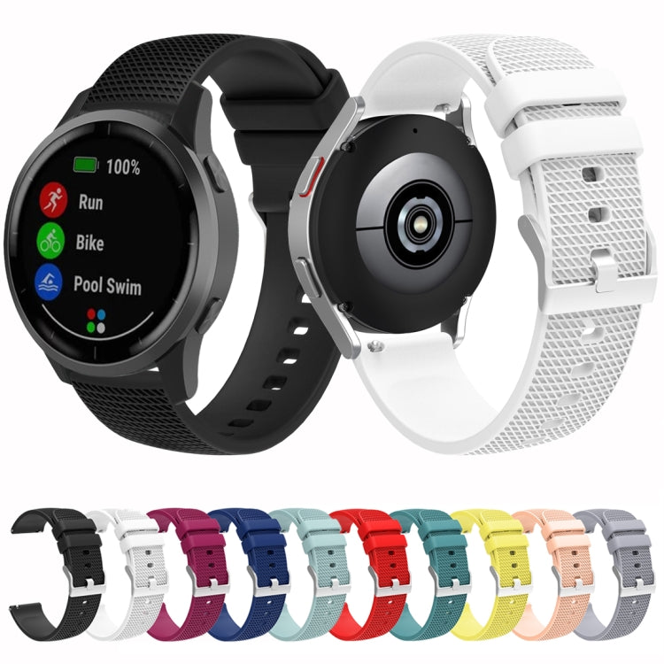For Samsung Galaxy Watch5 40mm/44mm / Watch5 Pro 20mm Pockmarked Silver Buckle Silicone Watch Band