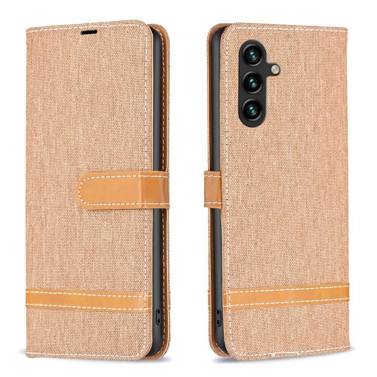 For Samsung Galaxy A14 5G Color Block Denim Texture Leather Phone Case