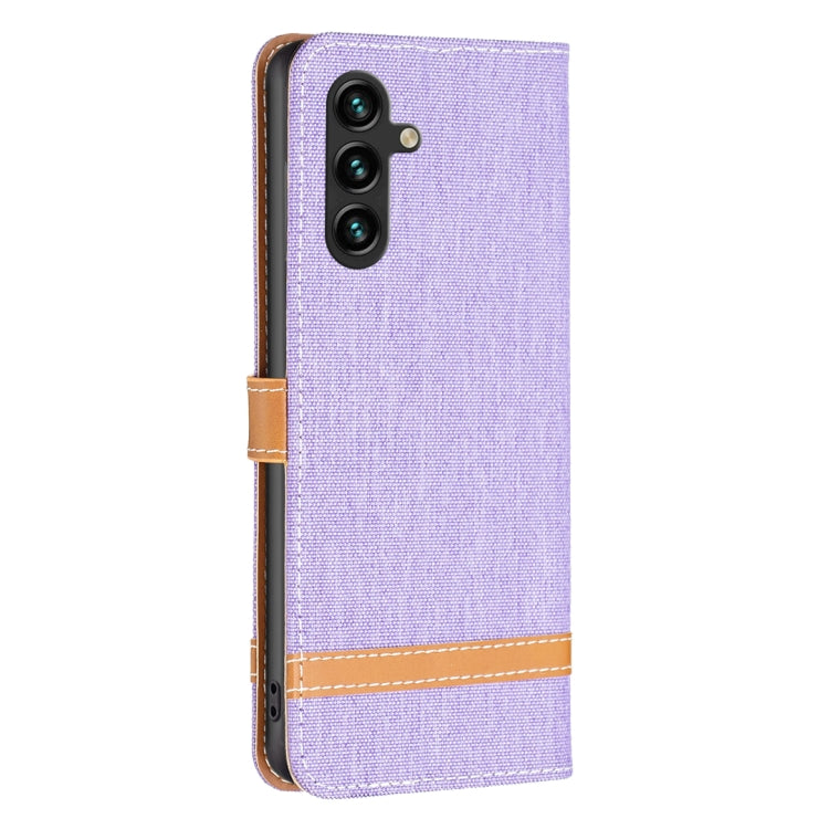 For Samsung Galaxy A14 5G Color Block Denim Texture Leather Phone Case