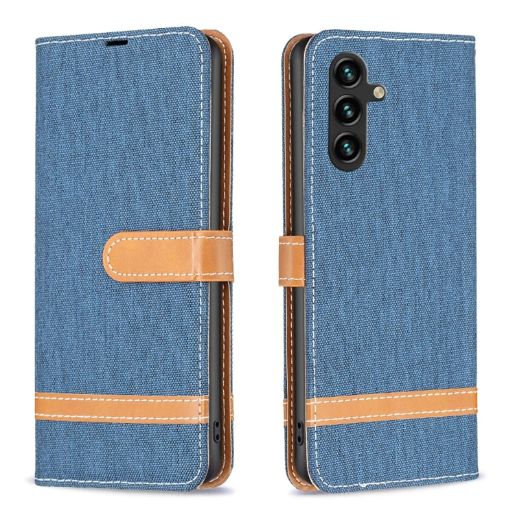 For Samsung Galaxy A14 5G Color Block Denim Texture Leather Phone Case