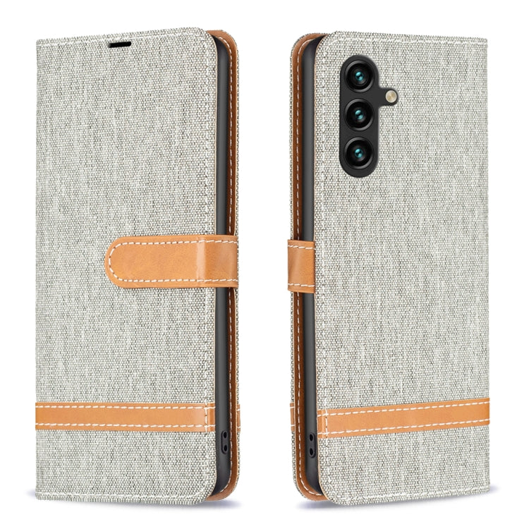 For Samsung Galaxy A14 5G Color Block Denim Texture Leather Phone Case