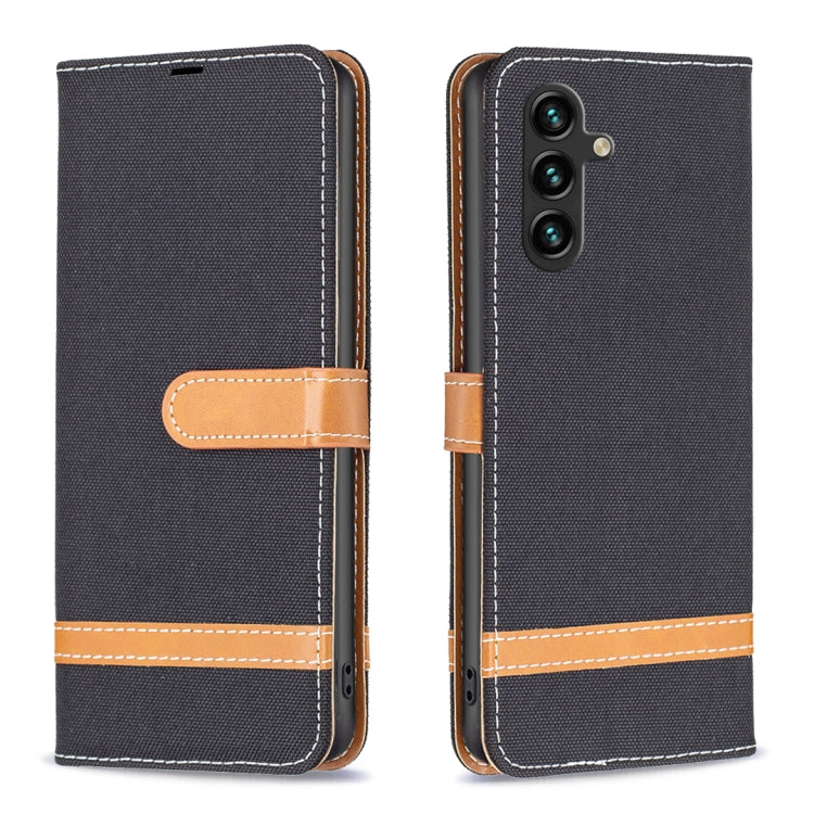 For Samsung Galaxy A14 5G Color Block Denim Texture Leather Phone Case