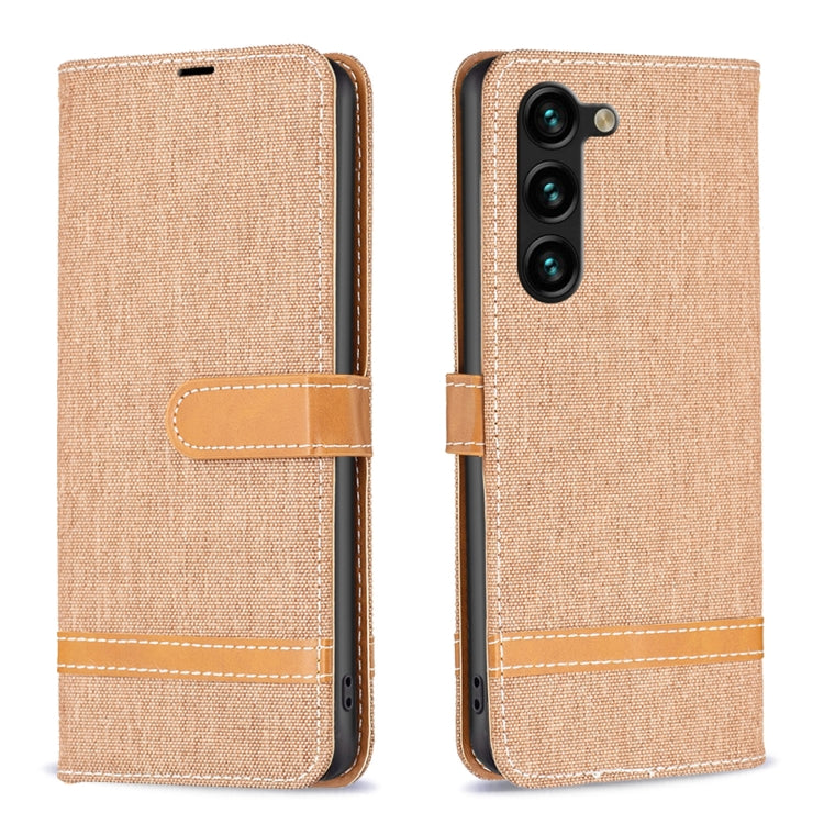 For Samsung Galaxy S23+ 5G Color Block Denim Texture Leather Phone Case