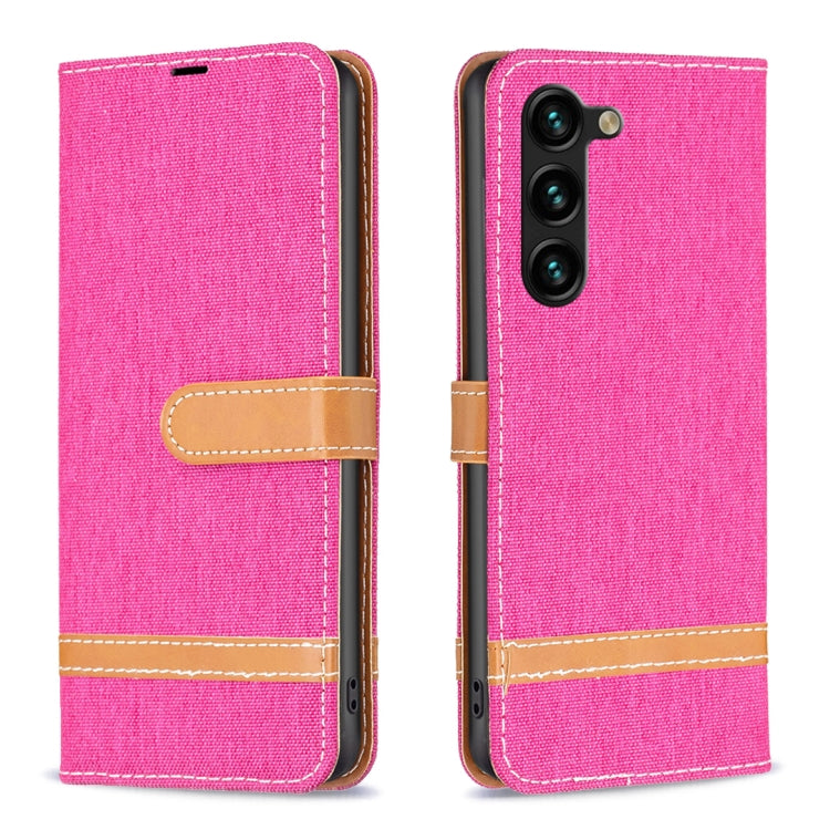 For Samsung Galaxy S23+ 5G Color Block Denim Texture Leather Phone Case