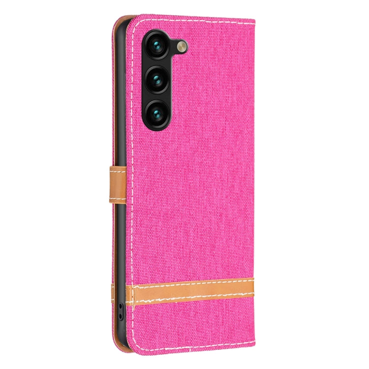 For Samsung Galaxy S23+ 5G Color Block Denim Texture Leather Phone Case